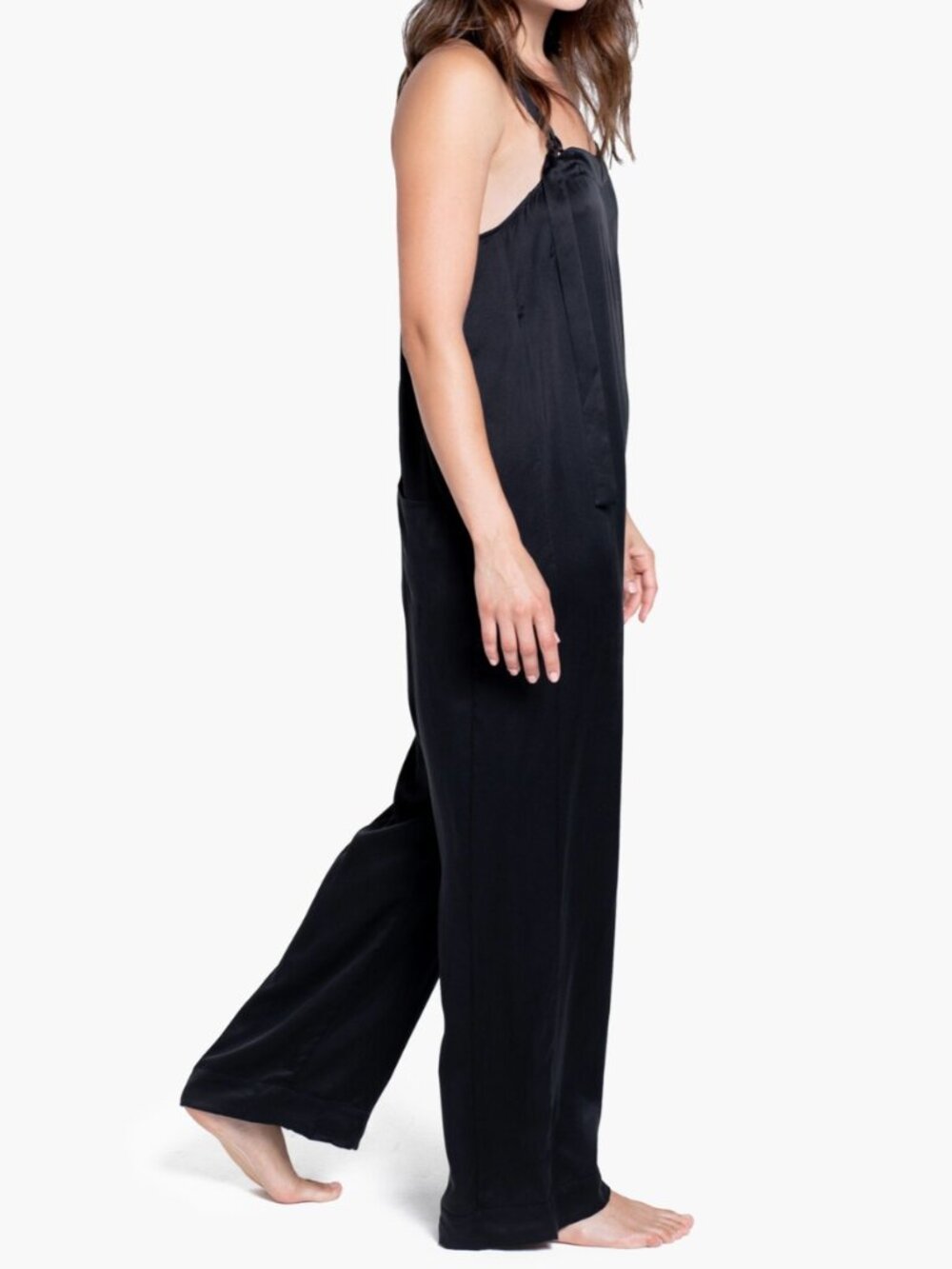 lunya Black Silk Wide-Leg Jumpsuit